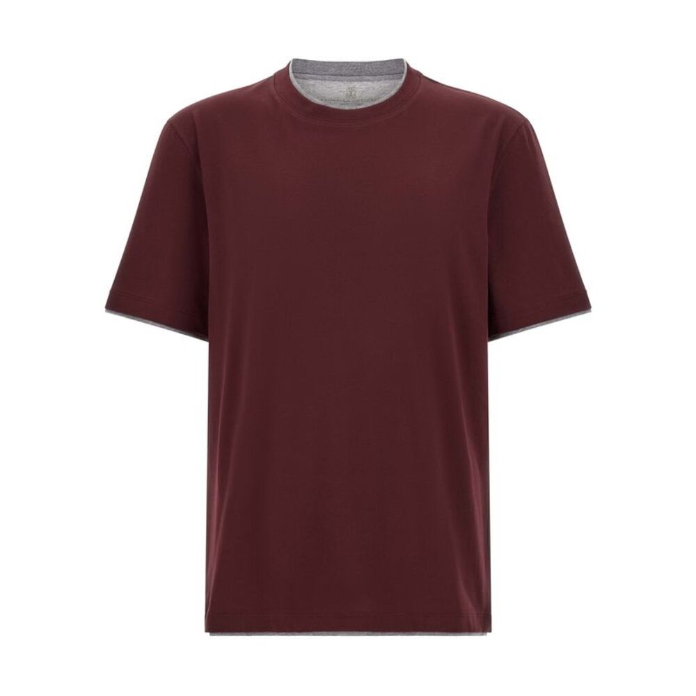 Brunello Cucinelli Bordeaux Cotton Men's T-Shirt